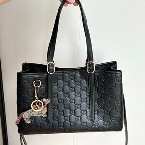 Gucci GG Emblem Medium Tote Bag Black